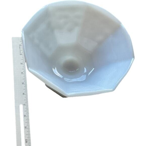 White Milk Glass Octagonal Grapevine Bowl - Picture 6 of 9